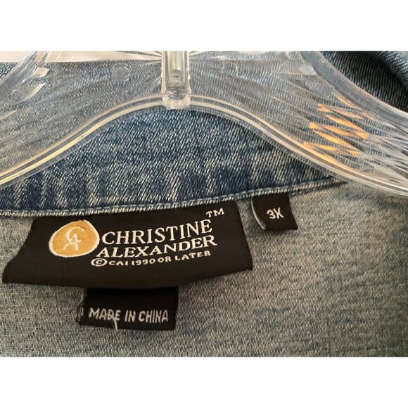 Christine Alexander Extra Long Jean Jacket Embellished Rhinestones women Sz 3X - Picture 4 of 5